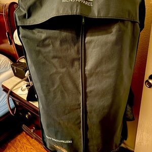 60% wool blend dark navy London Fog style mid-thigh winter jacket w/ suit bag